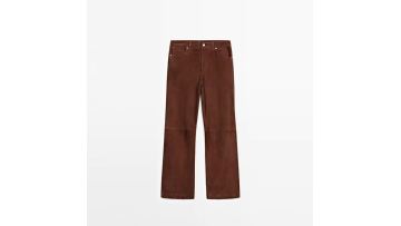 Women's modern style suede leather straight leg pa