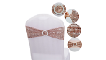 Affordable Rose Gold Sequin Chair Bands for Weddings and Events1