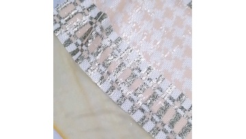 New products poly mesh with 3 color dog teeth sequins embroidery fabric for dress1
