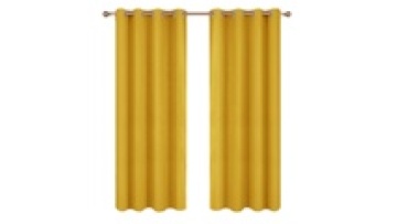 Yellow Bedroom Living Room Home Decoration Sun Protection Grommets Polyester Blackout Window Curtain1