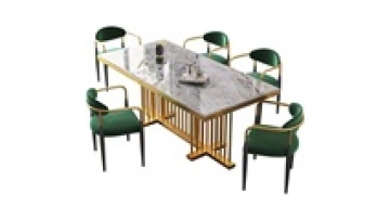 Restaurant Furniture Metal Dining Room Set Dining Table Set Marble Dining Table With 6 Chairs1