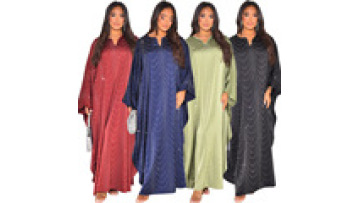 Wholesale Dubai Abaya Turkish Modest Robe Elegant Loose Casual Rhinestone Abaya Women Muslim Dress1