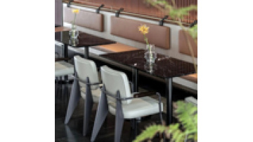 Factory direct price commercial furniture cafe I shape leather and wood sectional sofa for restaurants booth bench1
