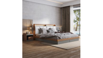 luxury furniture bedroom Nordic Light Luxury Wooden Bed Modern 1.5m Tatami Double 1.8m Bedroom Storage King Bed1