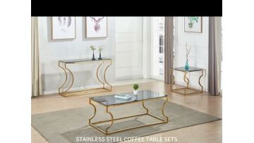 Modern Stainless steel coffee table sets with glass