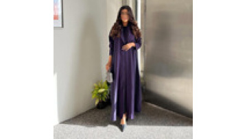 Muslim Fashion Women's Open Abaya Arab Elegant Long Dress Cardigan Outer Robe Purple Long Sleeved Temperament Robe 2025 New1
