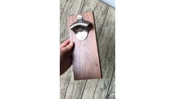 Wholesale Black Walnut Wood Customized Strong Magnetic Wall Mounted Soda Beer Bottle Opener1