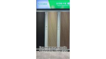 In our showroom, TianGe Acoustic Slatted Wooden Acoustic Panels are showcased to highlight their elegant design and superior acoustic performance. The panels feature natural wood textures and sleek l