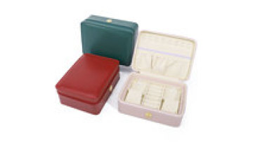 Custom Logo Travel Portable Square Ring Necklace Earrings Jewelry Zipper Box PU Leather Jewelry storage box1