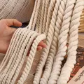 5/10M 6MM/8MM/10MM/12MM 3 Shares Twisted 100% Cotton Cords Twisted Cotton Rope for Bag Home Decor DIY Home Textile Accessories