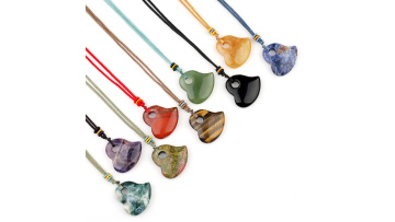 30mm Heart Shape Stone Pendant Necklace Adjustable Rope SN1924