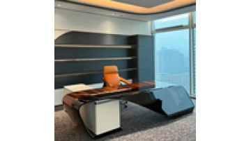 Modern Wood Grain Gradient Color Lacquered L-shaped CEO Executive Office Desk for Senior Management.1