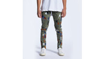 New Design custom Style Jean For Man Splash Ripped Distressed Biker Motorcycle Denim Jeans Pants1