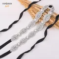 TOPQUEEN S435 Wedding Belt for Bride Dress Jeweled Belt Sash Silver Waist Belts for Women for Dresses Pearl Rhinstone Belt