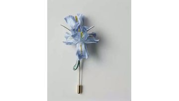 Blue iris velvet brooch