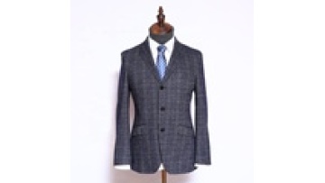 OEM Men's Indian Wedding Business Ceremonial Suits Grey Plaid Tailor-Made Single Breasted Zipper Fly Flat Plus Size Breathable1