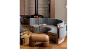 New stock arrival commercial furniture coffee shop I shape leather and wood sectional bench sofa for booth  restaurants1