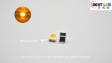 Domed Lens PC Type of Yellow LED 590nm 2830 SMD LED 90 Degere