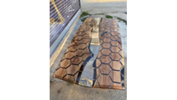 Free Logo Home Furniture Factory Direct Solid Walnut Wood Cafe Coffee Kitchen Restaurant Epoxy Resin Slab Dining River Table1