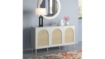 New trend natural door side nordic style  modern designs storage  living room  rattan solid wood kitchen cabinet1