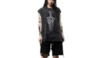 Custom Print 100% Cotton Black Acid Wash Vintage Sleeveless Blank T Shirts  With Custom Logo For Men1