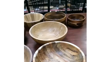Wholesale High Quality Kitchenware Solid Acacia Wooden Salad Bowl Food Round Solid Wood Salad Bowl1