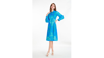Shirt-style Long Sleeve Printed Dress