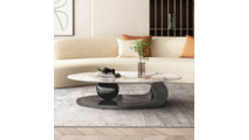 AUXFORD  Modern Luxury Gold Sintered Stone Tea Coffes Table Set Marble Oval Coffee Table Stainless Steel For Living Room1
