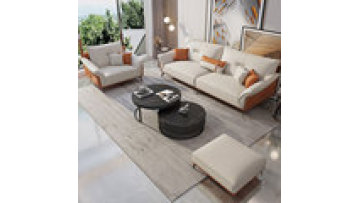 Italian leather sofa three-seat living room combination light luxury modern European latex color matching sofa1