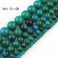 Fashion Round Beads Chrysocolla 4/6/8/10/12mm Loose Spacer Stone Beads for DIY Bracelet Necklace Jewelry Making 15'' strand