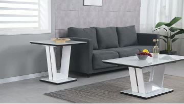 Modern Rectangle White MDF Coffee Table Set for Living room