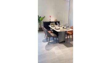 Luxury Italian Leather Dinner Dining Table and Chairs 6 Luxury Dinning Chairs Modern Marble Dining Room Furniture Table Set1