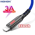 LED Mobile Phone Cable USB For iPhone 12 11 Pro X XS Max 5 6 6S 7 8 Plus iPad Origin 1m 2m 3m Fast Charge Charger Data Wire Cord