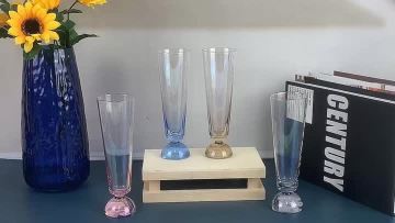 Crystal Champagne Flutes Glasses set Rainbow Glasses