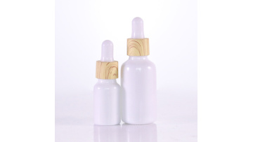 Opal White Glass Bottle With Bamboo Dropper Cap