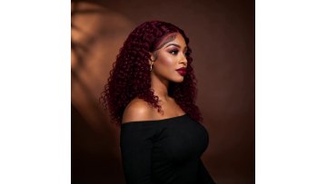 14 Inch 13x4 HD Lace Frontal Kinky Curls 180% Density Burgundy Wig