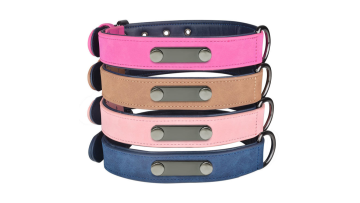 leather dog collars personalized name plate