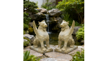 Majestic Winged Lions in Chinese Garden