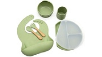 Silicone children's tableware anti-fall baby special food grade auxiliary food bowl integrated feeding set baby learn to eat1