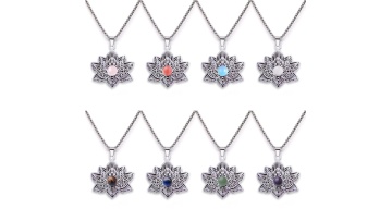 SN1827S Stainless Steel Lotus Flower Pendant Necklace 50CM Chain