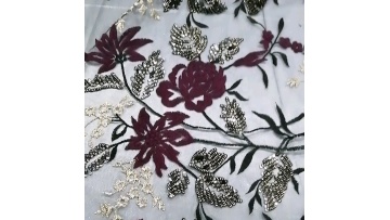 Nice soft design poly mesh with floral design embroidery lace fabric1