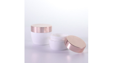 Opal white cream jar with rose gold lid