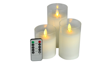 Glass jar moving wick led flameless pillar candles