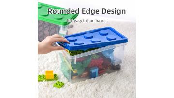 Product Name: Rounded Edge Transparent Lego Storage Box with Safe Lid for Toy Organization Keywords: