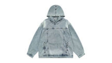 Oversized High Street Paneled Hooded Pullover Plain Denim Vintage Acid Washed Custom Logo Sweatshirt Hoodies1