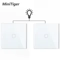 Minitiger EU 1 Gang 2 Way Wall Light Controller Smart Home Automation Touch Switch Switch Waterproof and Fireproof 2pcs/pack