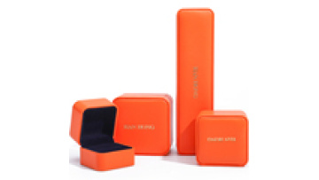 Hanhong factory wholesale custom luxury velvet jewelry packaging box necklace bracelet storage box orange leather ring jewelry b1