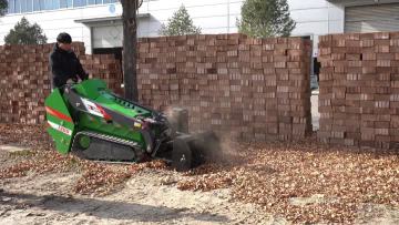 Snow blower in operation
