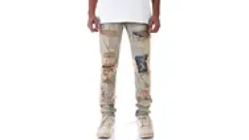 Custom New Design Ripped Jeans Dirty Wash Destroy Ripped Distressed Patch Jeans1