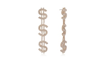 Crystal Dollar Sign Dangle Earrings for Women Money Drop Statement Earrings1
